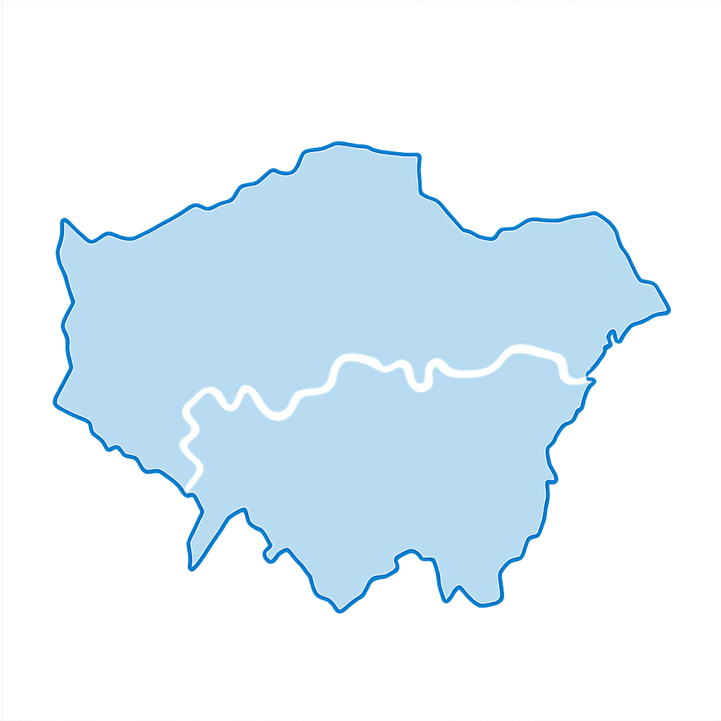 Greater London outline with the River Thames